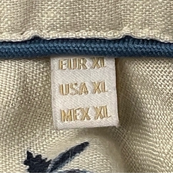 Porter & Ash 100% Linen Short Sleeve Leisure Shirt Men’s XL Cream/Blue Designer - Picture 6 of 10